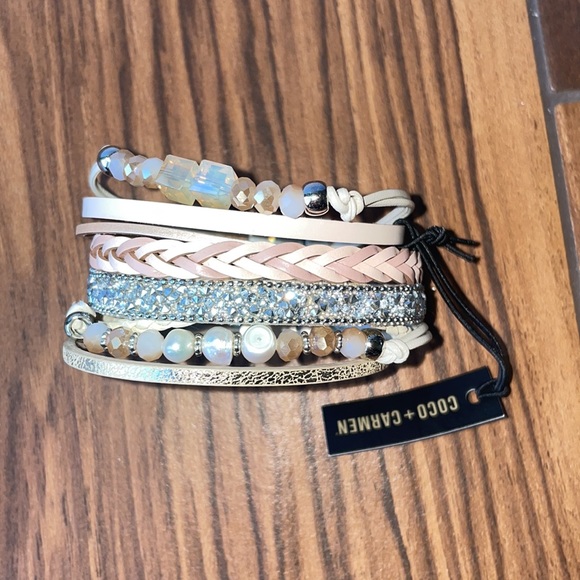 Coco + Carmen | Women's Pink & Tan Bracelet | 8" - Picture 2 of 7